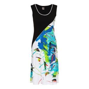 Dolcezza Women's Art Chic Midi Dress Size M Summer Sleeveless NWT Scoop Neck